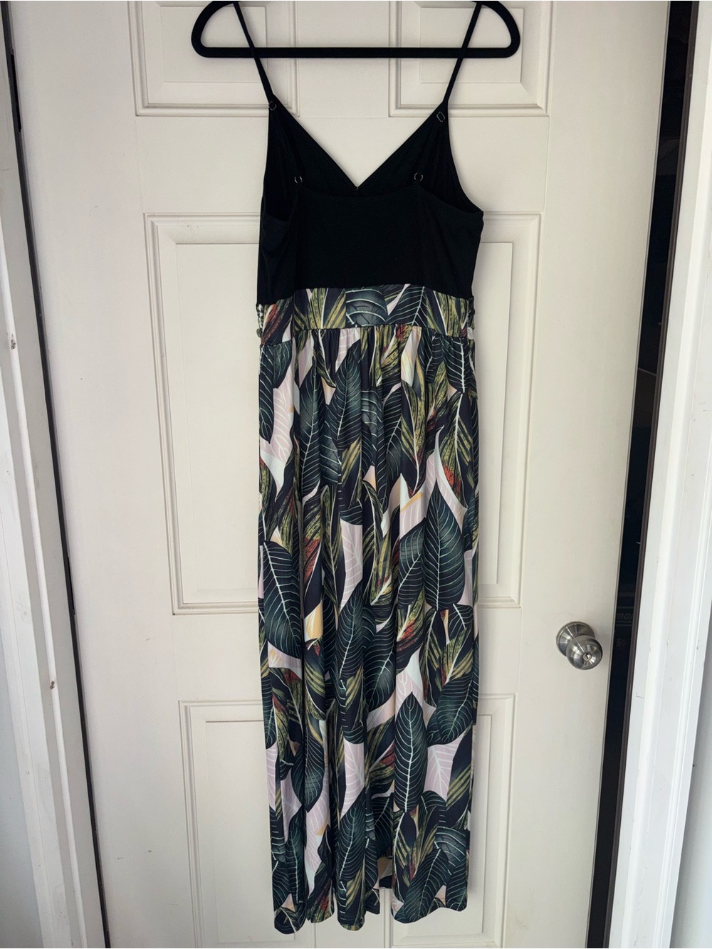 Black & Green Tropical Print Maxi Dress